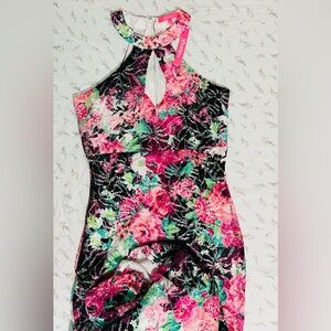 Halter Top Lace Flower Print Dress